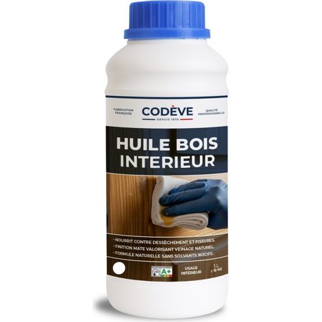 Huile Bois Interieur - 1 L - Codeve Bois - D'entretien Pour Boiserie, Porte, Menuiserie, Lambris Ou Poutre En Bois.