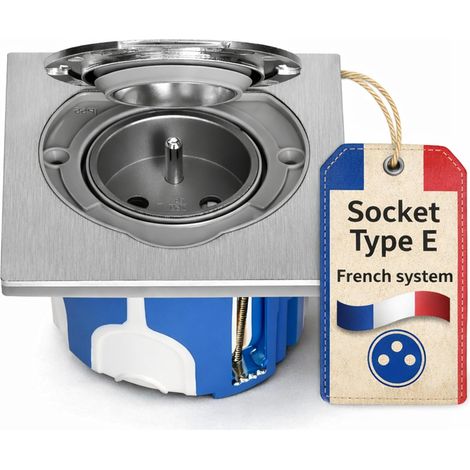 Prise en acier inoxydable IP55, couvercle à clapet, pince enfichable, boîte de commutation coupe-vent, type E français (1/5)