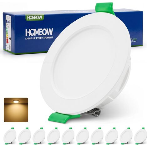 Spot LED Encastrable Extra Plat Trou 55mm - 68mm 220V 4W 380LM Blanc Chaud 2700K Spots de Plafond Encastrable Downlight IP44 Etanche Spot Salle de Bain pour Chambre Cuisine Lot de 10 (1/5)