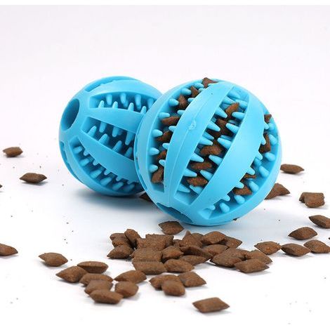 Distributore interattivo di crocchette per cani, palla in gomma per cuccioli, cani di piccola taglia, per combattere la noia, pulire i denti e stimolare l'intelligenza (6 cm, blu) (1/4)