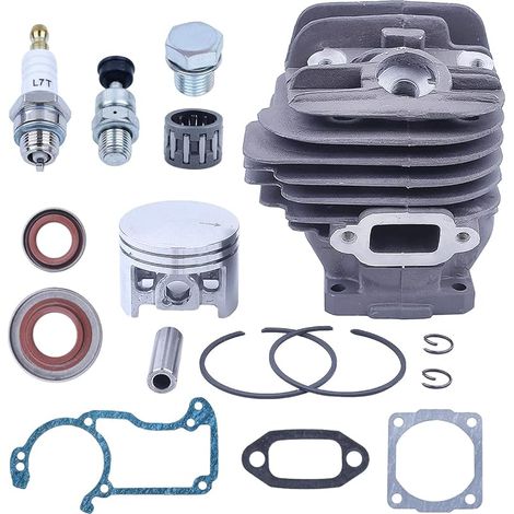 Piston et Cylindre pour Stihl 026 MS260 Series, Nikasil 44,7mm Piston + Cylindre + Joints + Valve de Décompression + Bougie Accessoire Tronçonneuse Kit de Pièces 16 en 1