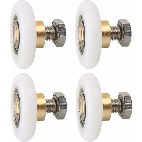 4 Pieza de ruedas para puertas de ducha de 23 mm, ruedas de repuesto para puertas de ducha, ruedas de repuesto para puertas de ducha ranuradas con diámetro de tornillo (1/5)