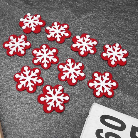 10 écussons en tissu de Noël (tissu non tissé), accessoires de décoration de Noël (motif scène de neige de Noël) (1/5)