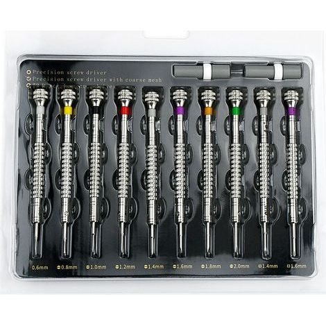 Kit de 10 Tournevis Horlogers Professionnels en Acier Inoxydable avec Embouts Interchangeables (1/5)