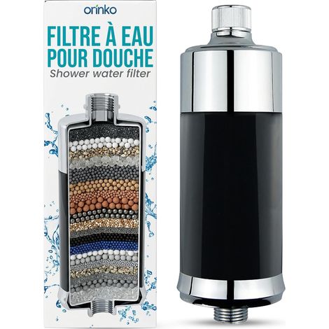 Filtre Douche Anti-Chlore - Filtre à Eau Douche Élimine Métaux Lourds et Bactéries - Cartouche 45 400 L - Adoucisseur d'Eau pour Douche - Compatible Tuyau Flexible - Peau et Cheveux Protégés (1/5)
