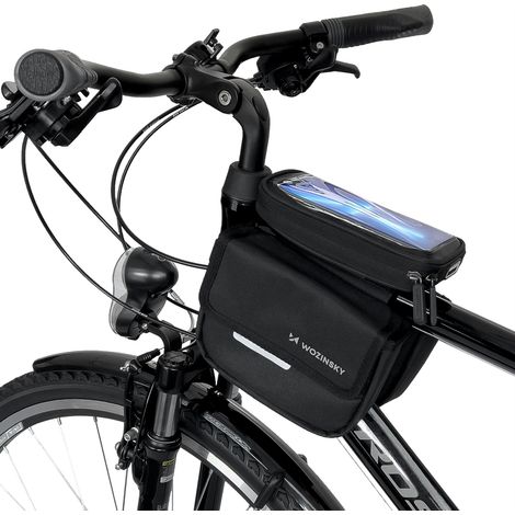 Sacoche de cadre de vélo, sacoche de vélo, étui de téléphone étanche, 1,5 l, noir