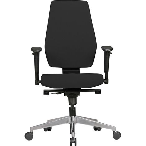 Bürostuhl mit Stoff-Bezug in schwarz, Chefsessel mit Armlehne B/H/T ca. 63/119/53cm (1/5)