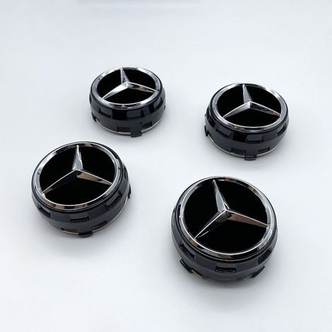 Allauve – Cache-moyeu 75mm compatible Mercedes – Lot de 4 capuchons ABS – Installation simple sur jantes AMG – Résistance aux chocs et à l’usure
