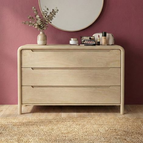 Commode 3 tiroirs 120x43x76cm en bois de manguier naturel - BOHO (1/5)