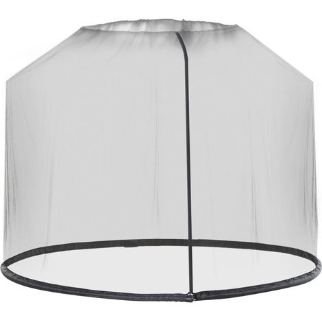 Zanzariera rotonda per ombrellone con coulisse e zip laterale, Ø300 x H230 cm, nera, OKWISH (1/3)