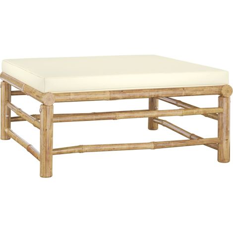 6-tlg. Garten-Lounge-Set mit Cremeweißen Kissen Bambus
