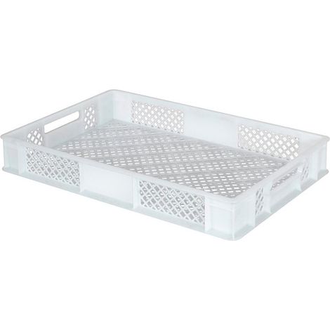 BRB 156 Stück Eurobehälter durchbrochen/Bäckerkiste, LxBxH 600x400x90 mm, PE-HD, lebensmittelecht, Palettenware (weiß)