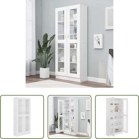 Rangement - Armoire à vitrine Blanc 82,5x30,5x185 cm Bois d'ingénierie (1/5)
