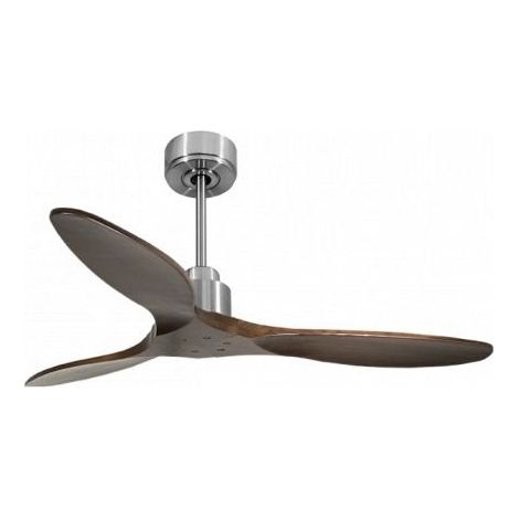 Tenerife de KlassFan - Super destratificateur et ventilateur DC 132 cm Chrome pales bois sombre sans Lumière  25 à 40 m² (1/5)