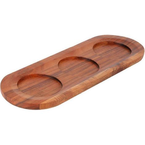 Kreativer Whiskyflaschenhalter aus Holz mit drei Fächern, Serviertablett für Tassen (Farbe zufällig) – 30,00 x 10,00 x 2,00 cm – Farbe zufällig (1/3)