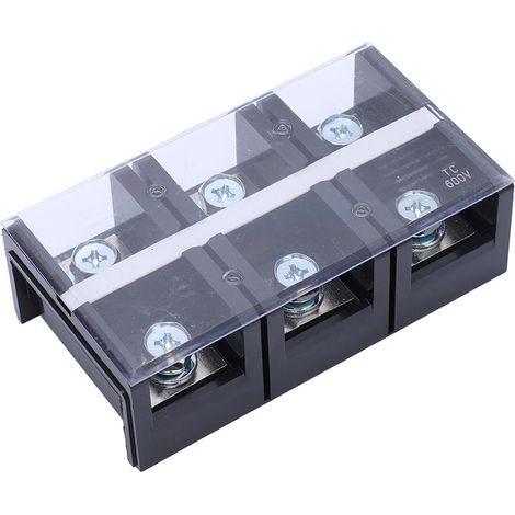 Terminal Strip Blocks 3 Positions Dual Rows Pre Insulated Terminals Barrier Strip with Cover for Circuit Link 400A 600V (1/5)