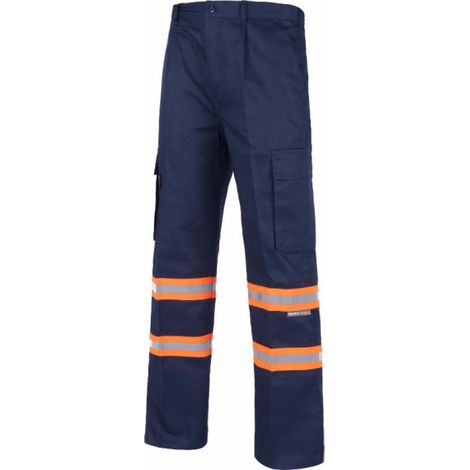 Pantalón recto con cintas reflectante-fluorescentes WORKTEAM Combi B1436 56 Marino+Naranja A.V.