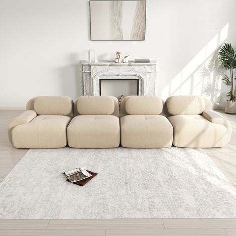 Canapé modular esquinero de pana beige, sin estructura, sin montaje y de configuración libre (1/5)
