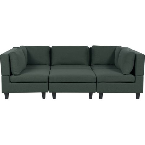 Sofá modular moderno 5 plazas tapizado tela poliéster respaldo acolchado con otomana forma de U verde oscuro Unstad