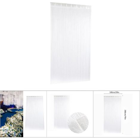 Rideau Tassel avec Chaîne Rideau Fenêtre Rideau Café Rideau Maison Polyester (Blanc 1 x 2m) (1/5)