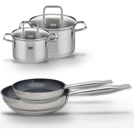 Lot de 2 Poêles 24/28cm & 2 Faitouts 16/20cm Elo Profi Therm Platinum (1/5)