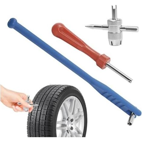 Outil Extracteur D'Pour Valve De Pneu, Clé D'Extraction Métallique, Kit Réparation Pneus 3 Pièces, Pour Voiture Camion SUV Véhicule Remorque Vélo Moto Quad Équipement Agricole Atelier Garage - (1/5)