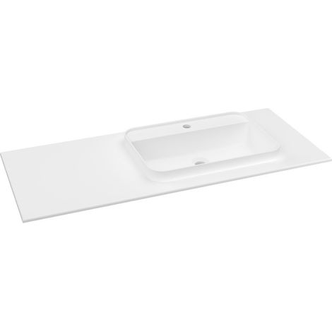 Lavabo BRAHEA 121x51,5cm (30+90cm), Rockstone, droite, blanc mat (1/3)