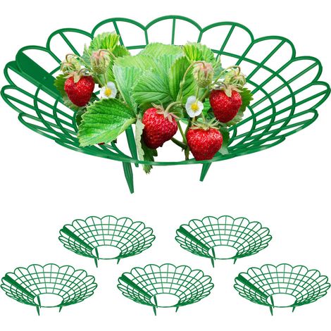 Relaxdays Erdbeerreifer, 6er Set, Schneckenschutz Erdbeeren, Kunststoff, Erdbeergitter gegen Fäulnis & Schimmel, grün