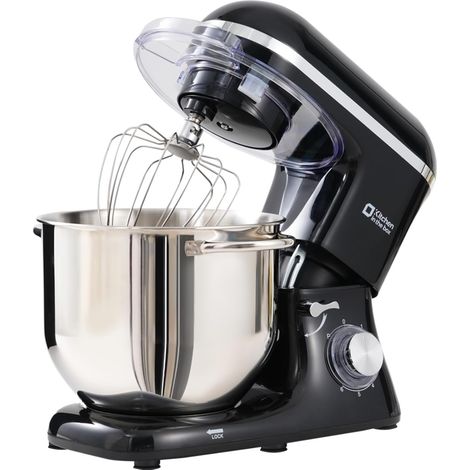 Mixer, 7.5L Stainless Steel Bowl, 6 Speed, Tilting Head, Accessories Included (Whisk, Hook, Beater), for Pastry and Bakery (Black) (1/5)