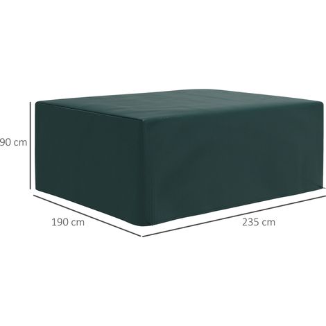 Housse de protection Outsunny pour mobilier de jardin, résistante à l'hiver, imperméable et anti-UV, en tissu, pour tables de jardin et mobilier de terrasse, rectangulaire, 235 x 190 x 90 cm, verte (1/5)