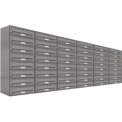 48er Premium Briefkasten Aluminiumgrau RAL Farbe 9007 für Außen Wand Postkasten (1/5)