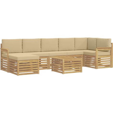 Set di divani da esterno 7 pcs Bianco e Beige 59 x 59 x 37 cm vidaXL
