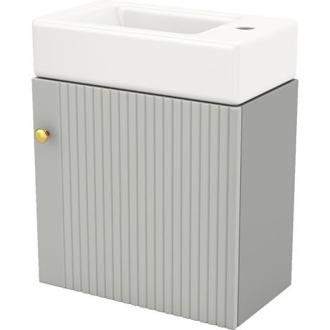 Meuble sous-vasque suspendu, 46 cm, pour salle de bains invités, design compact et pratique (1/5)