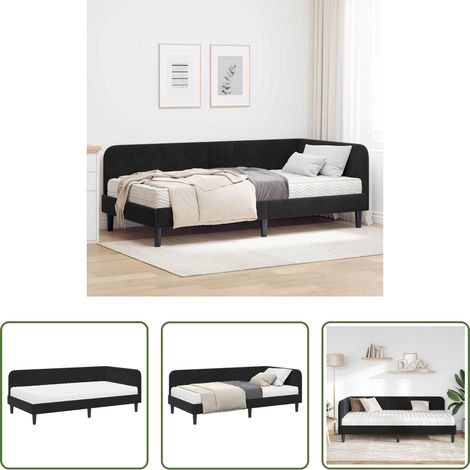 Eckbettgestell -  Eckbettgestell Schwarz 90 x 190 cm Samt (1/5)