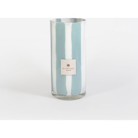 Vaso vetro artigianale decorato a mano idea regalo Millerighe H 26 - Navy
