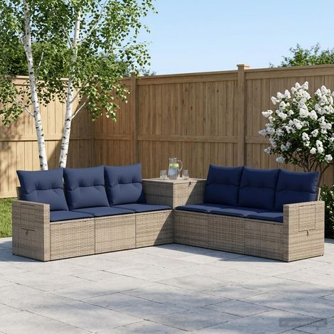 vidaXL Ensemble de Canapés 7 pc Gris et bleu marine (1/5)
