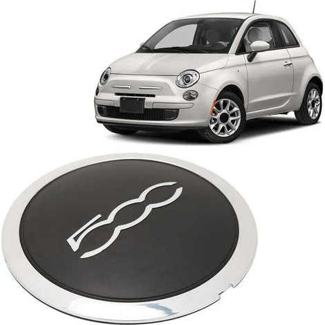 Wheel hub cap with chrome trim, black wheel hub caps 68078419AC, replacement for Fiat 500