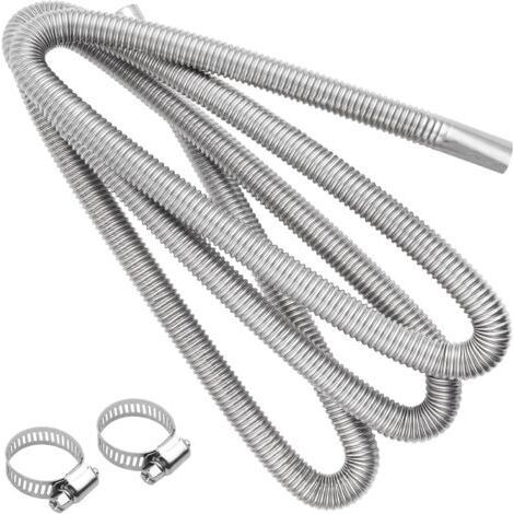 Flexible Pour Echappement 300 cm,Voiture Tuyau d'Echappement, Tuyau d'Échappement de Chauffage de Voiture, Tuyau d'Évent de Gaz Diesel Avec Deux Pinces En Acier Inoxydable