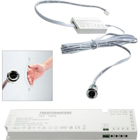 Kit Mini Interrupteur à Mouvement Manuel Lumières LED Armoire Alimentation 12V 100W