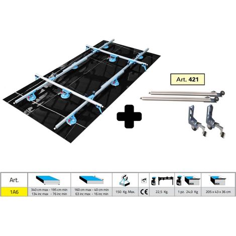 Sigma – Élévateur Kera-Lift 340x160 cm – Charge max 150 kg – 8 ventouses Pro-Grip Ø160 – Kit chariot 421 inclus (1/4)