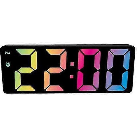 Réveil numérique noir, en plastique ABS, horloge de chevet, grand écran. (1/5)