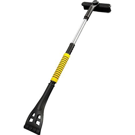 Convient aux pelles à neige/grattoirs à glace 3 en 1, avec tête de brosse rétractable, manche en mousse — jaune, convient aux pare-brise et vitres de voiture. (1/2)