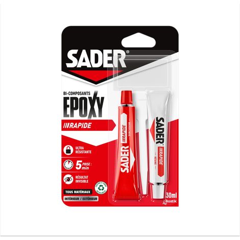 Colle Epoxy bi-composant Rapide - Colle forte et résistante - Collage accéléré - Tous Supports - Transparent - 2 tubes de 15 ml (1/5)