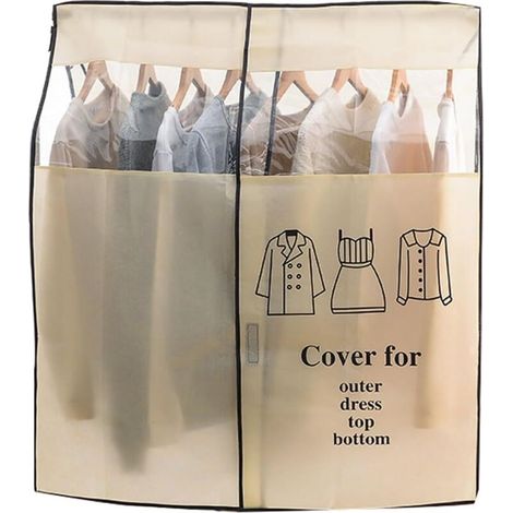 Aufbewahrungstaschen für Kleidung, Aufbewahrungstaschen für hängende Kleidung, Aufbewahrungstaschen aus Vliesstoff für Hemden, Anzüge, Mäntel, Haus, Schlafzimmer (beige, 120 x 120 cm) (1/5)
