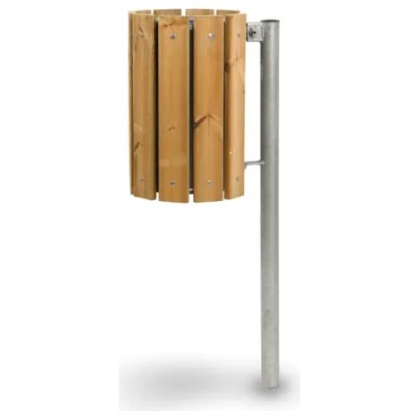 Cestino Ecowood 608 Giochipark acciaio zincato 28L &Oslash31x48h rivestimento in legno - Filo pavimento