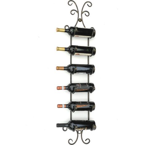 DanDiBo Casier à vin mural en métal Porte-bouteilles Étagère étroite 6 bouteilles 568 Wine Rack Casier à bouteilles de vin Bar Étagère à vin Étagère à boissons Porte-bouteilles (1/5)
