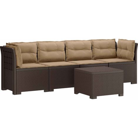 Maison Exclusive - 4-Sitzer Gartensofa mit Kissen Rattan Look PP (1/5)