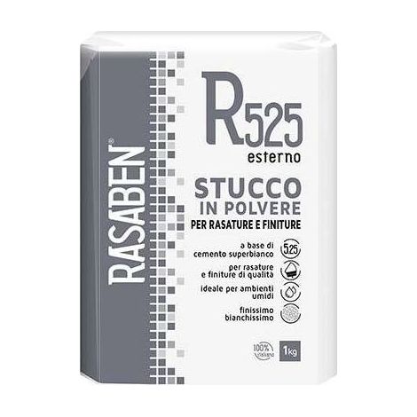 Stucco polvere esterno k2 rasaben r525 kg  1 (24 pezzi) K2