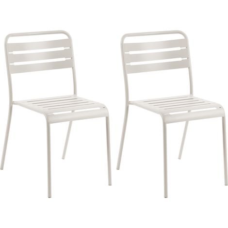 Conjunto de 2 sillas de jardín de metal sin reposabrazos apilables para terraza beige claro Lefkada (1/5)