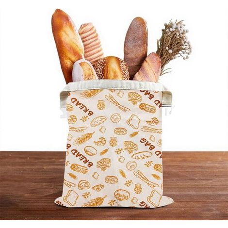 Sac à pain en cire d'abeille – Sac à pain – Sac de conservation – Sac de rangement alimentaire – Réutilisable – Garde le pain frais – 32 x 42 cm – Coton – Beige (1/5)